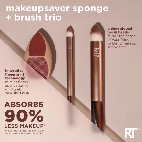 Real Techniques Makeupsaver Σφουγγάρι + Πινέλο Trio  0131