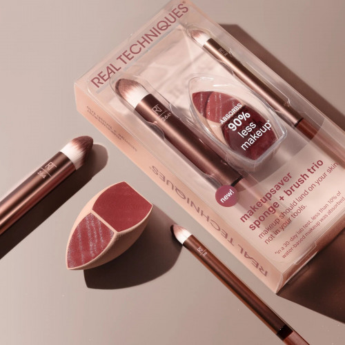 Real Techniques Makeupsaver Σφουγγάρι + Πινέλο Trio  0131