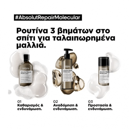 L'oreal Absolut Repair Molecular Σαμπουάν Μοριακής Επανόρθωσης Χωρίς Θειϊκά Άλατα Για Ταλαιπωρημένα Μαλλιά 300ml